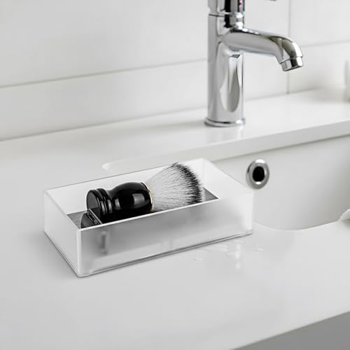 LUEXBOX Acrylic Electric Razor Holder, Electric Shaver Stand Base with Diatomite Drying Stone, Bathroom Drawer Organizer with Drainage Hole for Razor and Brush