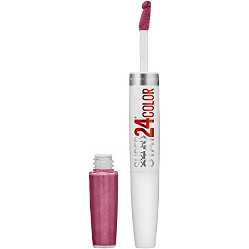 MAYBELLINE Super Stay 24 Liquid Lipstick 2-Step Makeup with Moisturizing Balm, Infinite Petal Pink and Perpetual Plum Purple, 1 Count Each