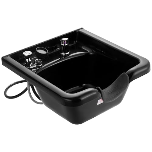Wall-Mounted Shampoo Basin for Hair Salons, Black ABS Hairdresser Sink