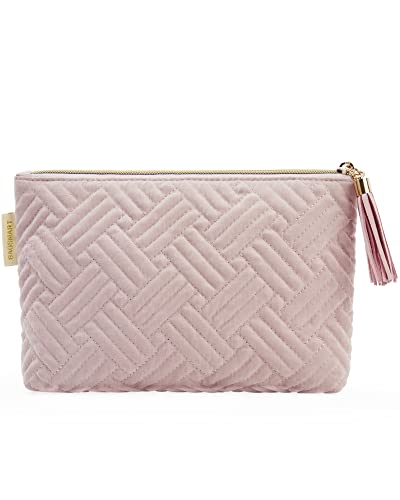 BAGSMART Small Makeup Bag for Women, Quilted Cosmetic Pouch