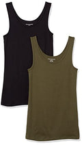 Amazon Essentials Women's Slim-Fit Ribbed Scoop Neck Tank Tops - 2 Pack