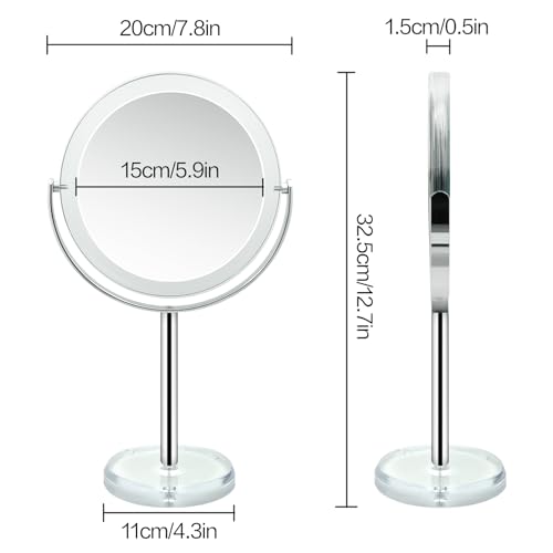 Dual-Sided 1X/15X Magnifying Makeup Mirror with Stand