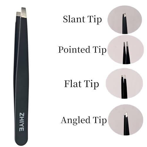 ZHIYE Professional Eyebrow Tweezers, 4 Pcs Stainless Steel Precision