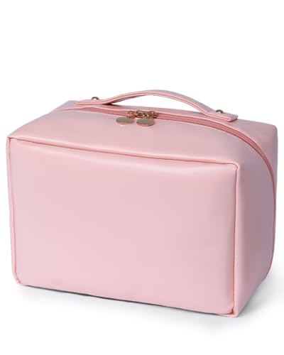 Large Capacity Travel Makeup Bag - 180° Flat Open Cosmetic Organizer