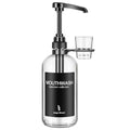 Clear Glass Mouthwash Dispenser with Cup Holder and Pump, 16 Oz
