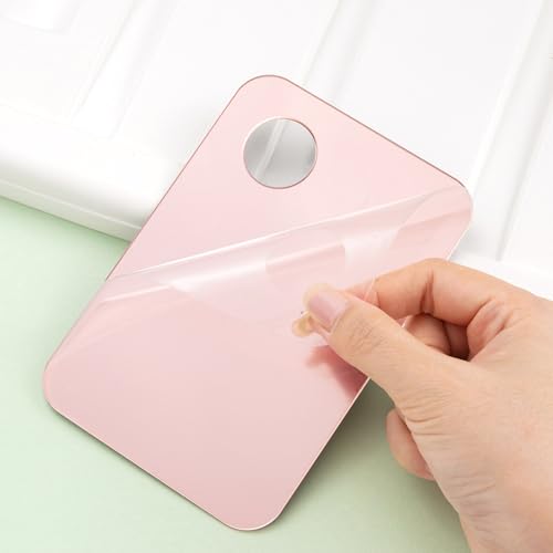 4-Piece Makeup Mixing Palette Set with Spatulas - Pink & Clear