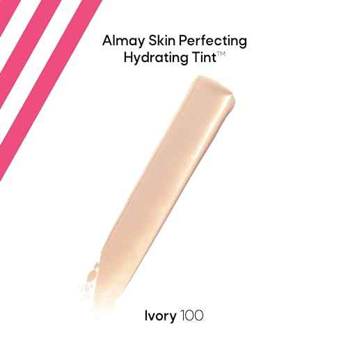 Almay Hydrating Liquid Foundation Tint, Lightweight with Light Coverage, Naturally Dewy Finish, Hypoallergenic, Dermatologist TestedFragrance Free, 100 Ivory, 0.94 fl oz.