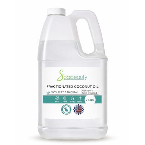 Soapeauty FRACTIONATED COCONUT OIL Cold Pressed Refined | 100% Natural Available in Bulk | Carrier for Essential Oils, Face, Skin, Hair Moisturizer, Soap Making | 7 Lb