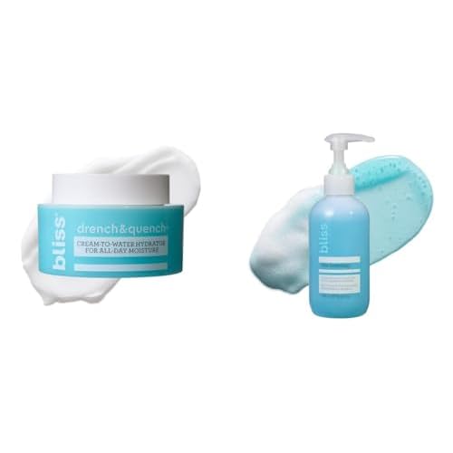 Bliss Drench & Quench Moisturizer and Fab Foaming 2-in-1 Cleanser Duo - Deep Hydration, Daily Use - Vegan & Cruelty-Free