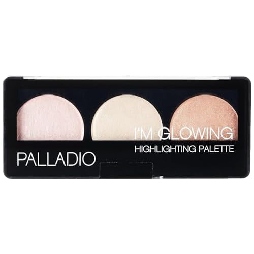 Palladio I'm Glowing Illuminating Highlighting Palette, Glow Bronzer Powder Makeup Set, High Pigmented Shimmery Colors, neutral