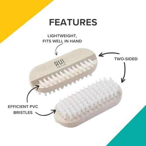 Rui Smiths CarbonConscious Nail Cleaning Brush with 2-Sided Bristles for Manicure and Pedicure Grooming | Made with Wheat Straw Bioplastic
