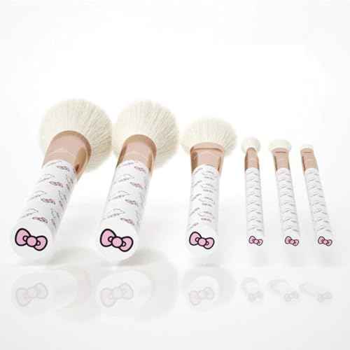 Impressions Vanity Hello Kitty Supercute Signature 6 PCs Makeup Brush Set, Super Cute Soft Makeup Brushes for Foundation, Face Powder, Make up Blending, Eye Shadow, and Liner Application (White)