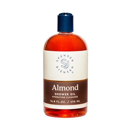 Spenser & Jensen Hydrating Almond Shower Oil - Body Wash for All Skin Types - Almond Oil Shower Gel for Women and Men - Rich in Vitamin E Oil - Sulfate Free - 16.8 Oz (Pack of 1)