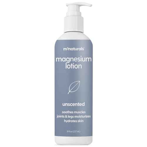 M3 Naturals Unscented Magnesium Lotion for Sleep & Leg Cramps, Suitable for Sensitive Skin, Helps with Muscle Relaxation, Soothes Tired Legs & Foot Aches and Supports Restful Nights, 8 fl oz