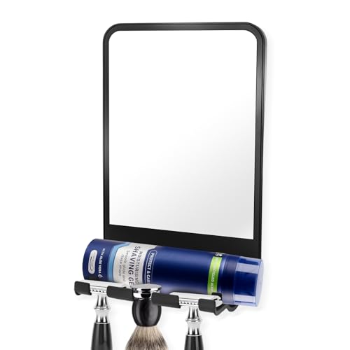 Fogless Shower Mirror with Razor Holder, No-Drill Anti-Fog Shaving Mirror