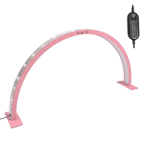 KADS 29In Wide Half Moon Nail Desk Lamp, Half Moon Light for Nail Desk, Lash Light for Eyelash Extensions with 3 Color Temperature 3000k-6500k for Nail, Lash, Tattoo, Skincare (Pink)