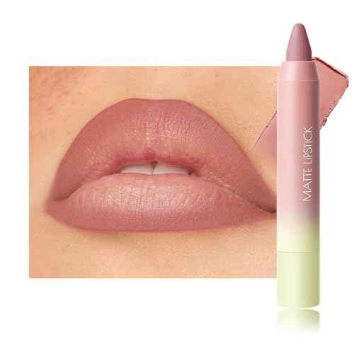 BINGBRUSH 2in1 Matte Lip Liner and Lipstick Combo, Lipstick for Women, Longwear Waterproof Lip Liner Pencil, Matte lipstick Smudge Proof lipstain, Women's Long Lasting Lip Makeup (01#Rose Latte)