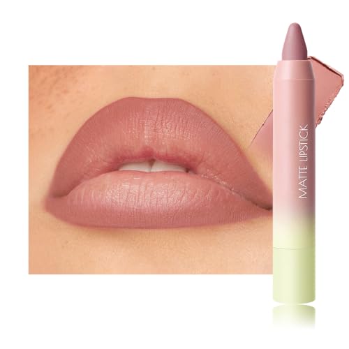 BINGBRUSH 2in1 Matte Lip Liner and Lipstick Combo, Lipsticks for Women, Longwear Waterproof Lip Liner Pencil, Matte lipstick Smudge Proof lipstain, Women's Long Lasting Lip Makeup (01#Rose Latte)