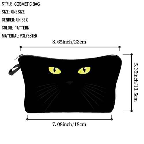 Black Cat Cosmetic Bag for Women Cute Small Makeup Bag for Purse Travel Toiletry Zipper Pouch for Girls Gift for Cat Lovers Black Cat Makeup Bag for Her