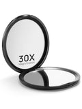 Macaki Compact 3-Inch Dual-Sided Makeup Mirror - 1X/30X Magnification, Black
