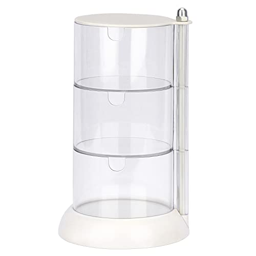 JessLab 3 Layer Clear Jewelry Organizer, 360¡Æ Rotatable Acrylic Hair Accessory Organizer, Hair Clip and Tie, Earring Holder Storage for Bathroom Vanity Countertop