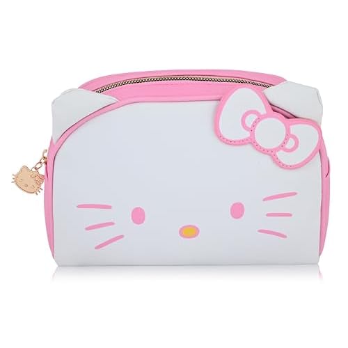 Sanrio Hello Kitty Makeup Bag for Women | Hello Kitty PU Leather Travel Toiletry Bag for Women | Make Up Travel Bag Cosmetic Bag Makeup Pouch