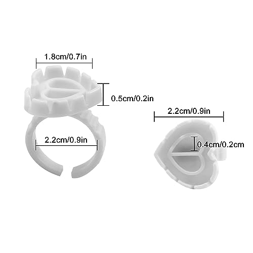200PCS Disposable Plastic Glue Rings for Eyelash Extensions, used for eyelash extension surgery, nail art glue cups, makeup items required for eyelash extension (white)