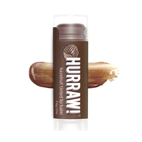 Hurraw! Hazelnut Tinted Lip Balm: (Sheer Brown Tint) Organic, Certified Vegan, Cruelty and Gluten Free. Non-GMO, 100% Natural Ingredients. Bee, Shea, Soy and Palm Free. Made in USA