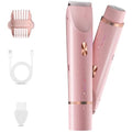 Pink Women's Bikini Trimmer & Electric Razor 2-in-1 Waterproof Body & Facial Hair Remover