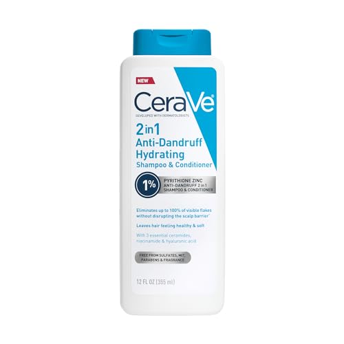CeraVe 2-in-1 Hydrating Anti-Dandruff Shampoo & Conditioner 12 Fl Oz - Medicated, Sulfate-Free, Dermatologist Developed