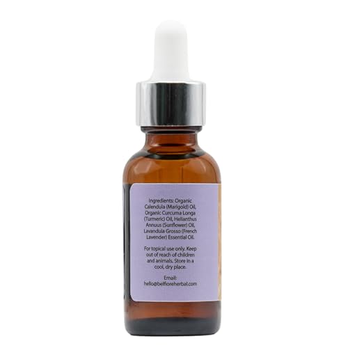 Calendula Turmeric 100% Pure Natural Organic Oil, Healthy Skin, Collagen Boosting Anti Wrinkle, Vegan, 1 ounce