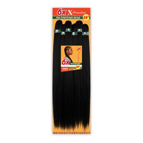 Sensationnel X-Pression 6X Prestretched Braids 58in 1B Off Black
