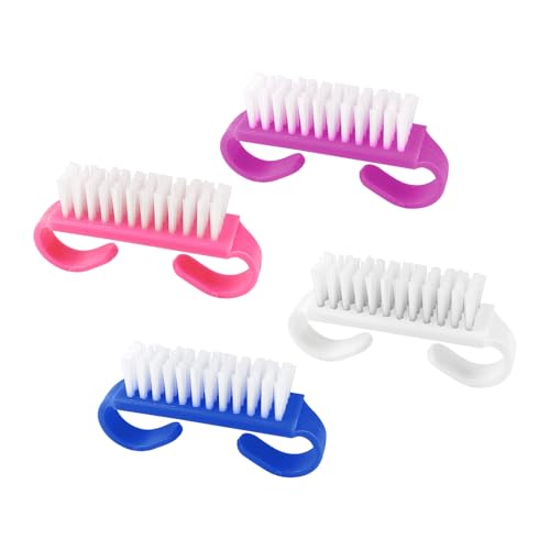 Travel Nail Brush Set - 4 Colorful Hand Scrub Brushes for Fingernail Cleaning
