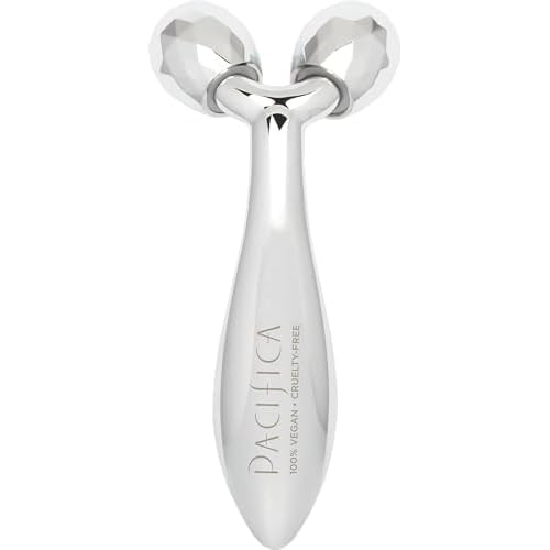 Pacifica Future Youth Stainless Steel Face Roller ? Cooling Dual Gua Sha Facial Massager for Sculpting, Contouring & De-Puffing ? Anti-Aging Skin Care Tool for Wrinkles & Fine Lines Lymphatic Drainage