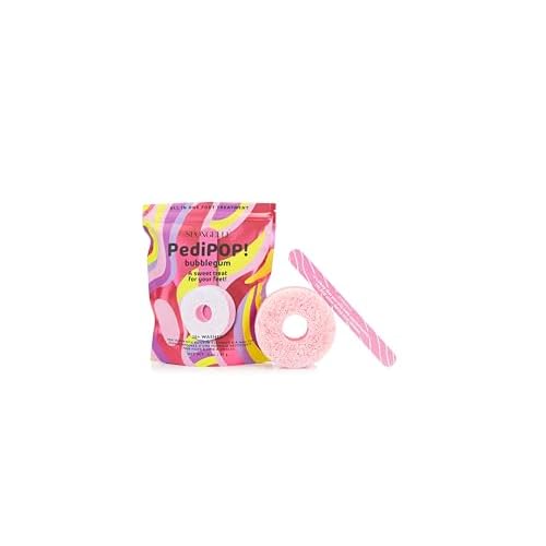 Spongell? Bubblegum PediPOP! Pedi Buffer & Nail File | All-in-One Pedicure Treatment | Exfoliates, Softens & Cleanses | 30+ Washes | Vegan & Cruelty-Free
