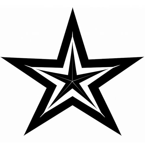 6 Sheets Temporary Tattoo Nautical Star Big Pentagram Fake tattoos Neck Arm Chest for Women Men Adults 3.7 X 3.7 Inch Stars Tattoo