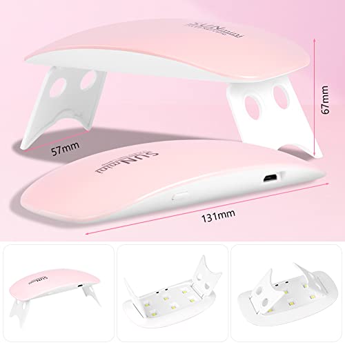 Pink URAQT Mini Gel Nail Lamp - Portable 6W UV LED Nail Dryer for All Gel Polish