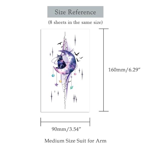 Watercolor Temporary Tattoos for Women - 8 Sheets
