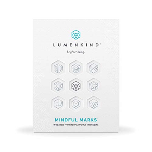 Mindful Marks (Platinum) 31 Tiny Temporary Tattoos Mindfulness Stickers - Inspirational Gifts for Women - Simple Mindfulness Meditation Tools for Mental Health Awareness