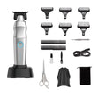 Wablow Silver Professional Hair Clippers for Men – Cordless Low-Noise Barbershop Clipper with Docking Station & 6 Guide Combs