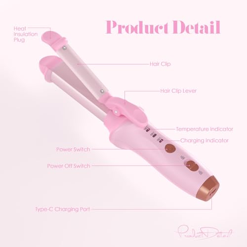 Cordless 2-in-1 Curling Iron & Straightener - 1 Inch Mini Travel Hair Styler