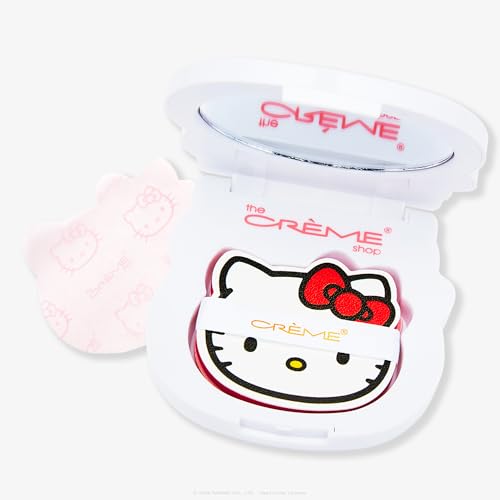 The Cr?me Shop x Hello Kitty Mattifying Green Tea Blotting Paper with Mirror and Puff, Absorb Excess Oil, Makeup-Friendly (100 Sheets)