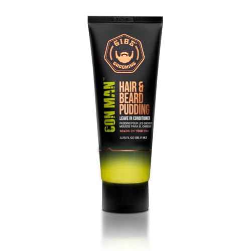 GIBS Con Man Hair & Beard Pudding - Leave In Conditioner - Curl Definer - Moisturizer - 3.25 oz Travel Size