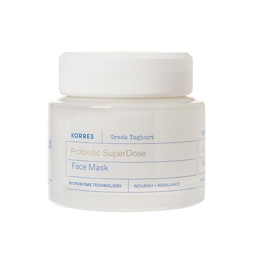 KORRES Greek Yoghurt Probiotic Superdose Face Mask, Skin Reset In 10 Minutes, Creamy Rinse Off Hydration, Nourishing Treatment For Dry, Oily, Sensitive, Combination Skin Types, 3.38 Fl Oz