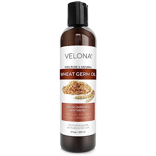 velona Wheat Germ Oil USP Grade 8 fl oz | Natural source of Vitamin E |100% Pure Carrier Oil | Unrefined, Winterized | Cooking, Face, Hair & Skin Care