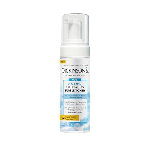 Dickinson¡¯s Witch Hazel Exfoliating Bubble Toner with 0.5% Salicylic Acid, Glycolic Acid & Niacinamide | Clears Pores, Smooths Texture, Brightens Skin | Alcohol-Free, Fragrance-Free | 5 Fl Oz