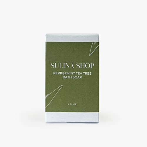 Sulina Shop Peppermint Tea Tree Bath Soaps, Calms & Soothes with Pure Extracts & Essential Oils, Skin Soothing, Moisturizing and Nourishing (Pack of 4, Peppermint Tea Tree)