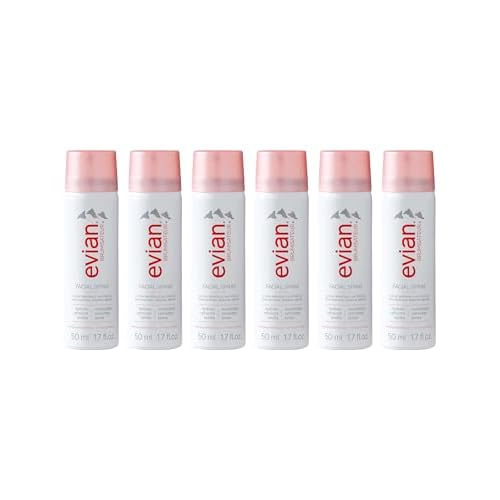 Evian Facial Spray 1.7 oz - Hydrating Mineral Water Mist for Face & Skin - Refreshes Makeup and Tones Skin - TSA-Approved Mini Facial Spray Set for Daily Skincare Hydration