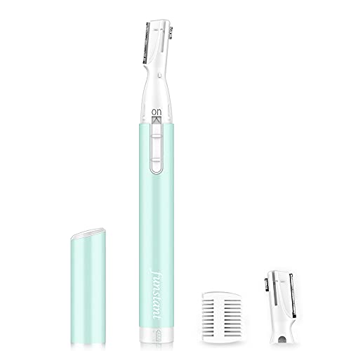 Eyebrow Trimmer for Women, Precision Facial Hair Trimmer for Chin, Lips, Neck, Upper Lip & Cheeks, Battery Operated Dual-Blade Groomer with Comb Attachment, Painless Portable Electric Shaper