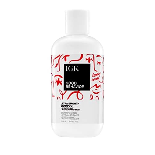 IGK GOOD BEHAVIOR Ultra Smooth Shampoo | Frizz Control + Hydrates + Shine | Vegan + Cruelty Free | 8 Oz